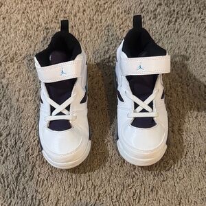 Toddler White and Purple Jordan Shoes